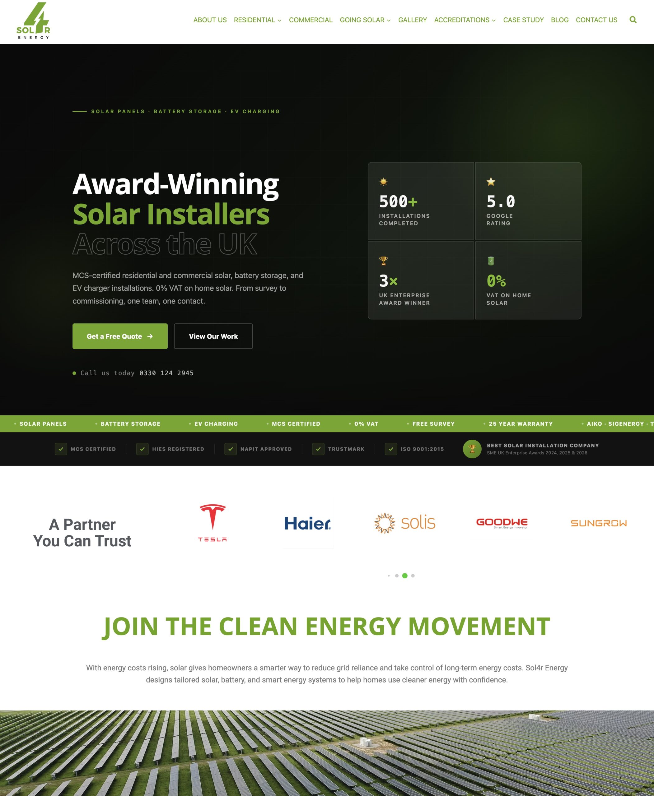 Sol4r Energy website after redesign